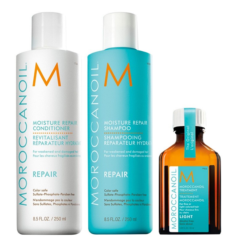 Moroccanoil Repair Shampoo & Conditioner & Treatment 459,95 kr og gratis levering (2 x 250 ml + 25 ml)